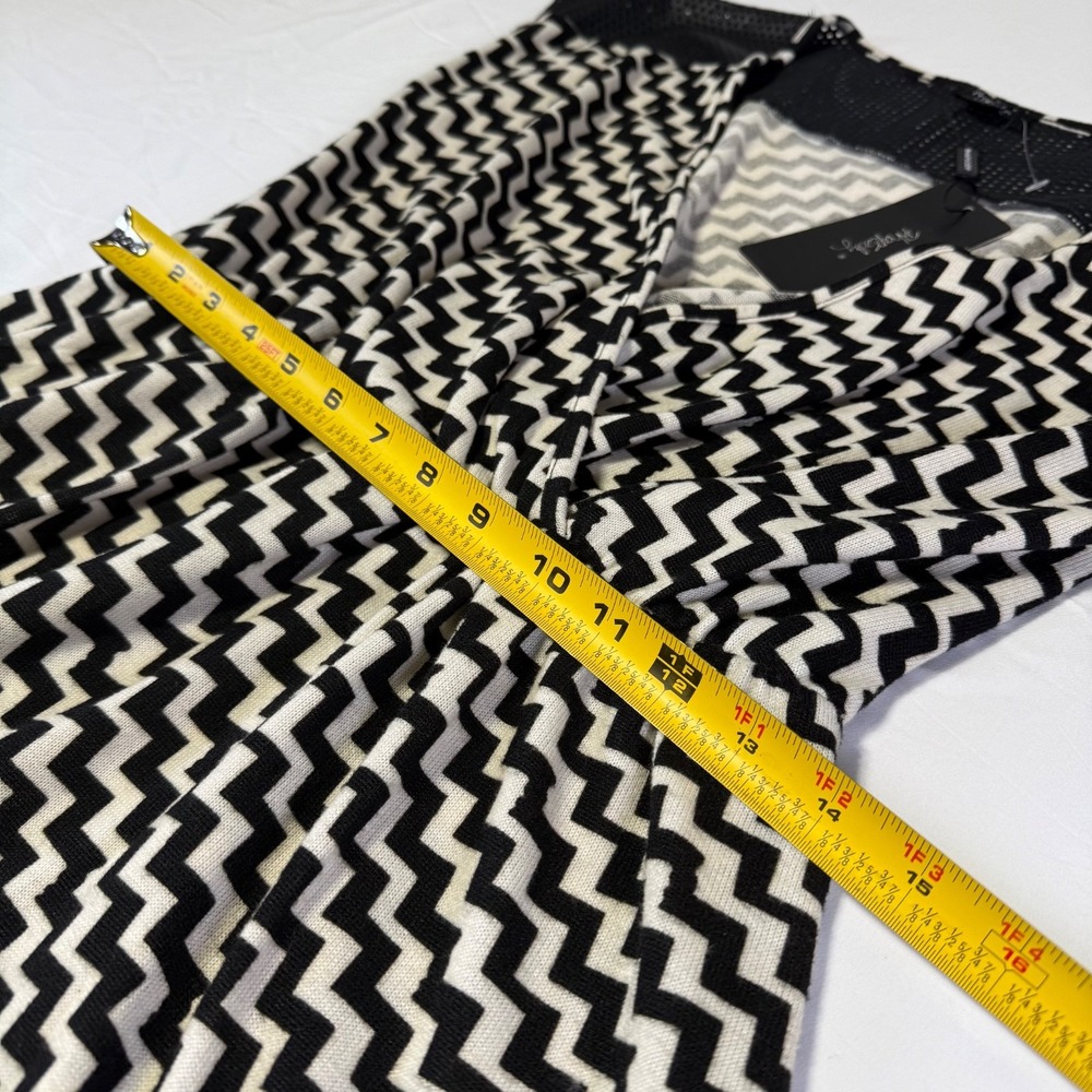 NWT Rhapsody Black‎  Chevron Cocktail Dress Evening Dressy Women's Size Large - Picture 6 of 6